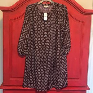 Ann Taylor Loft Outlet maroon dress pattern 3/4 sleeves NWT size M